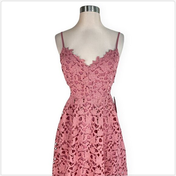 ASTR the Label Pink Mauve Lace A-Line Midi Dress Summer Feminine NWT NEW S - Picture 3 of 5